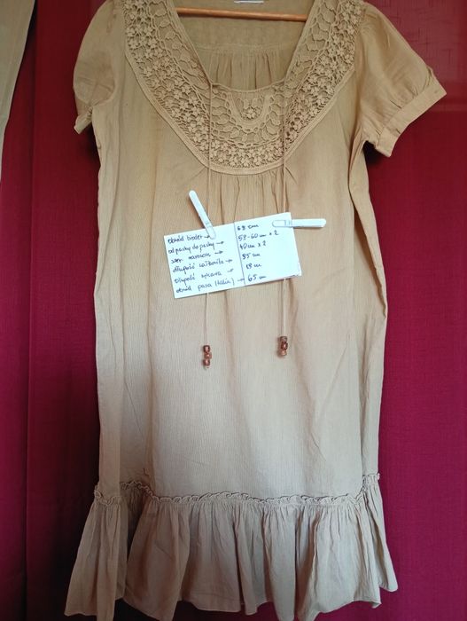 Sukienka letnia, przewiewna beżowa,Boho, urlop,upał, wakacje