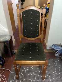 Krzesła drewniane tapicerowane, dąb rustykalny, 6 sztuk