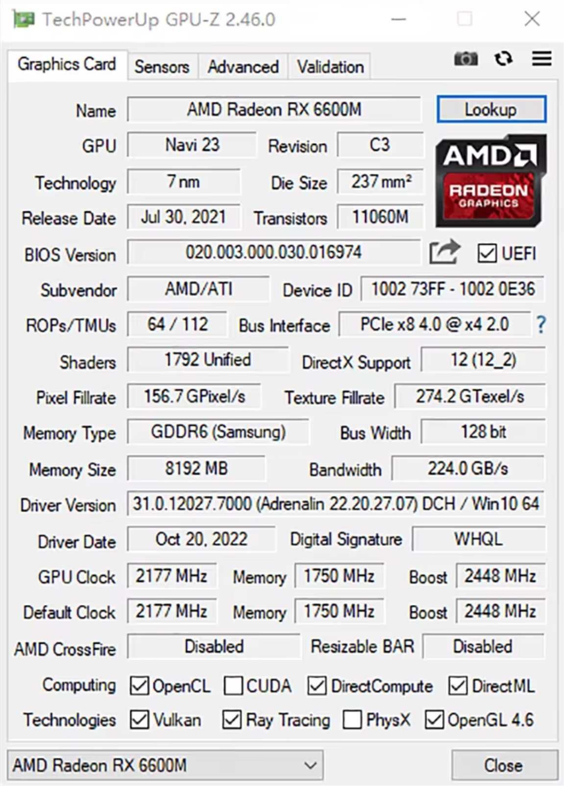 Новая видеокарта MLLSE AMD RX 6600M 8GB