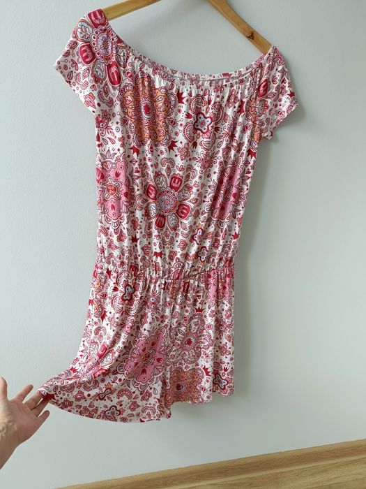 Kombinezon damski krótki na lato letni wzorzysty wiskoza kolorowy S M