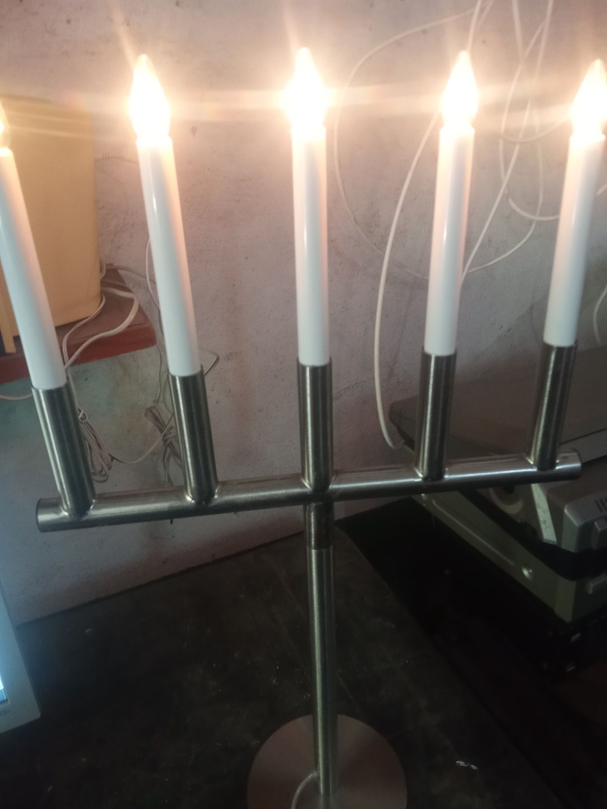 Candeeiro candelabro. Inox .