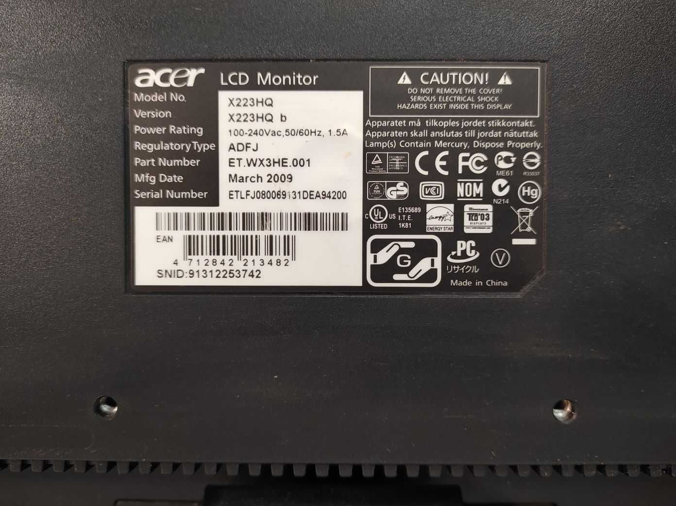 Monitor Acer 22 cale X223HQ