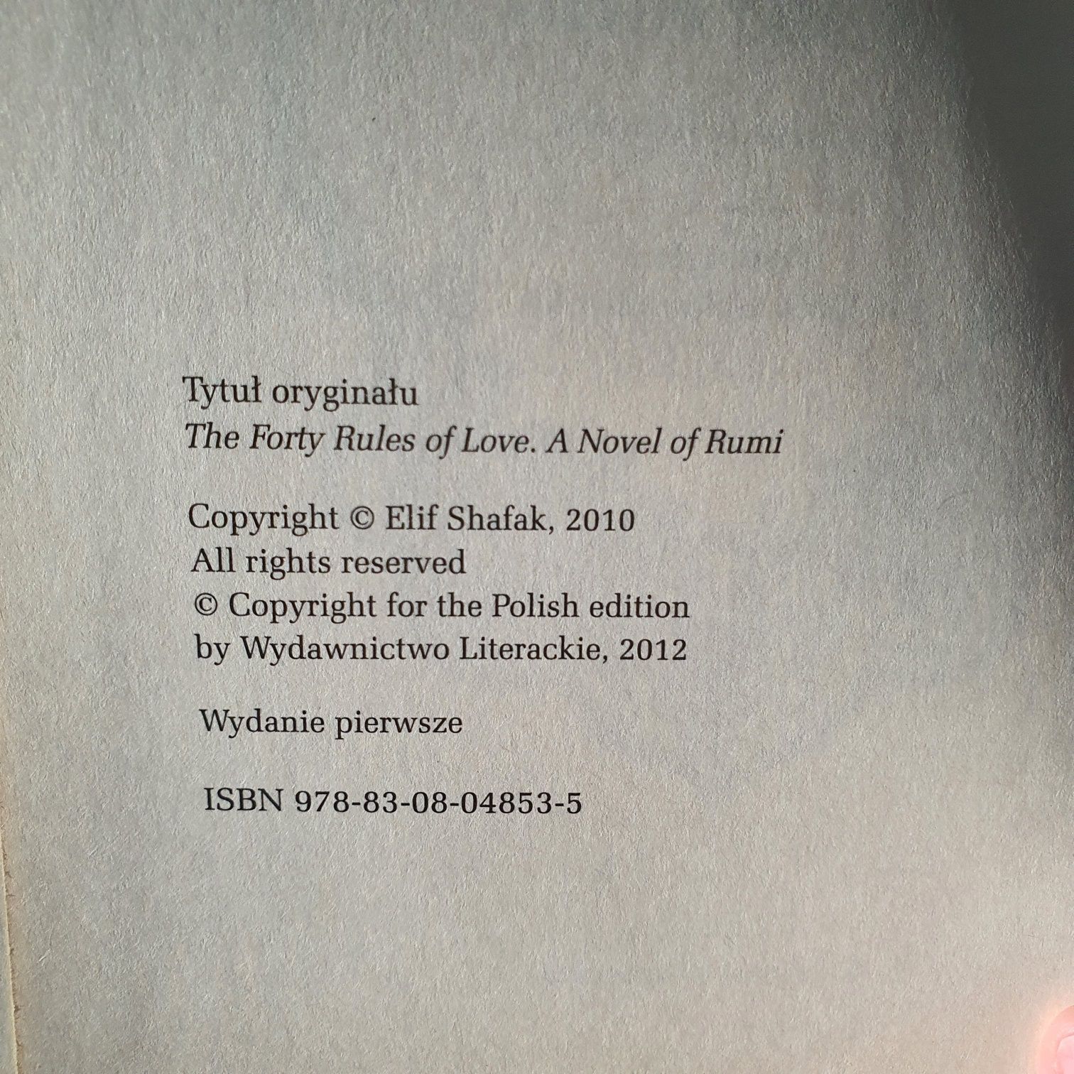 Elif Shafak - Czterdzieści zasad miłości (pierwsze wydanie)