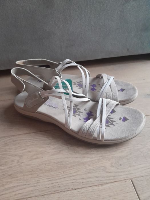 Skechers nowe sportowe beżowe sandały Reggae slim 163112/tpe takes 40