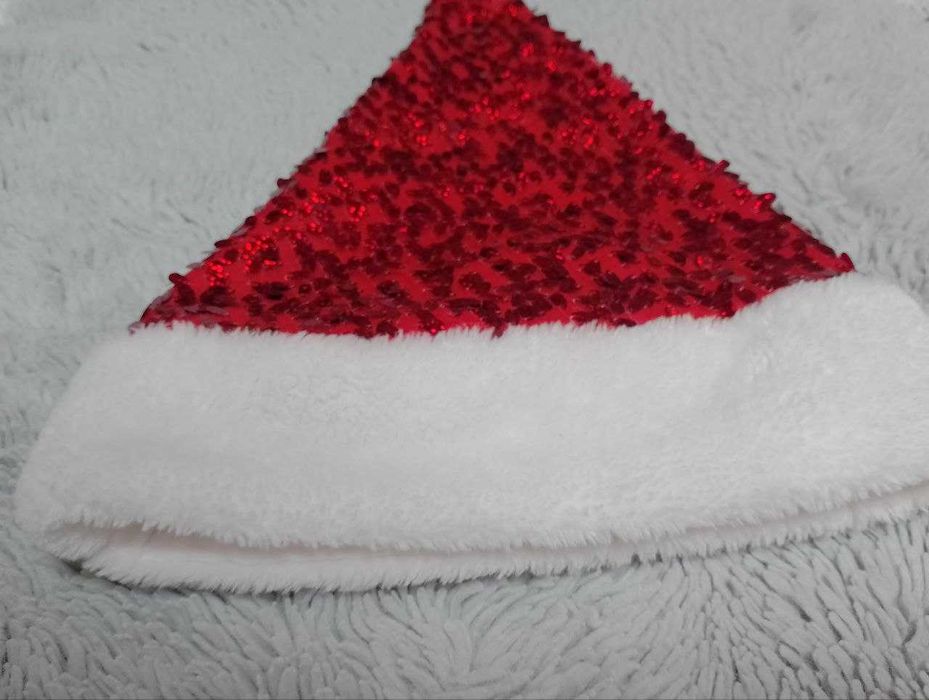 Шапка деда мороза санта клауса оригинальная с декором/с пайетками