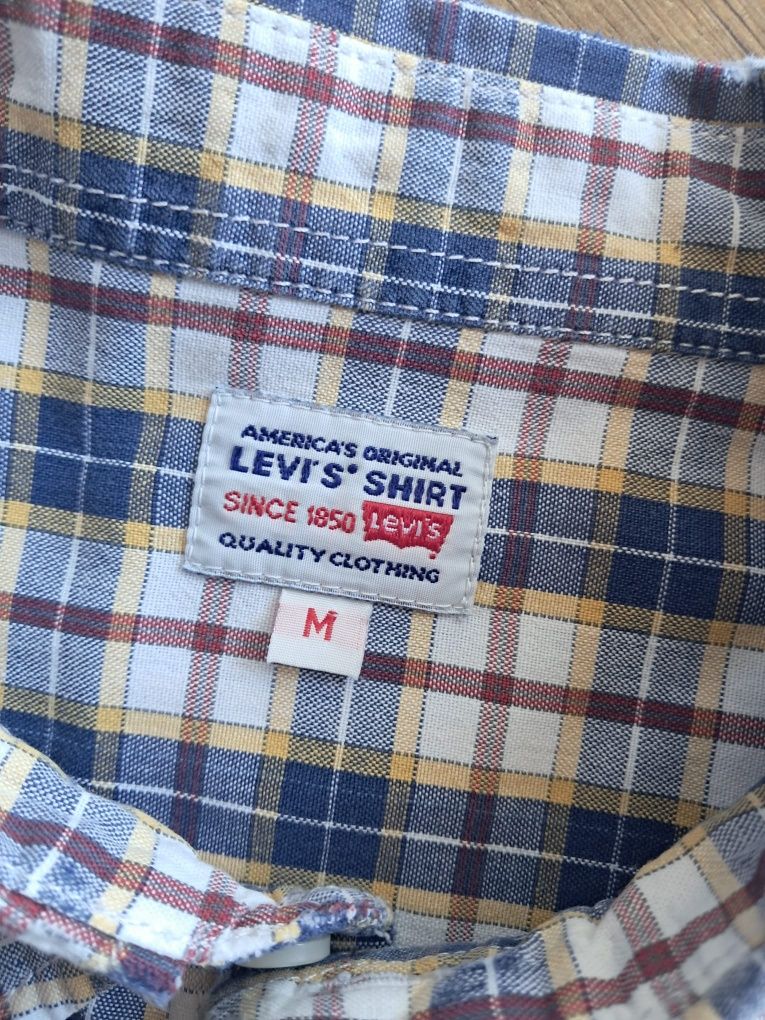 Koszula Levis M kratka męska niebieska Bawełniana