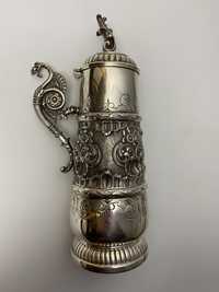 Антикварный серебряный пивной бокал, пивная кружка серебро