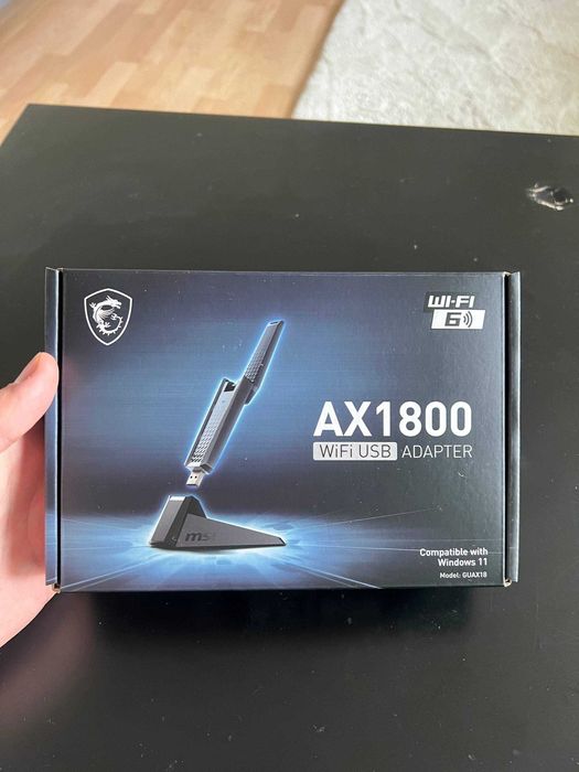 Karta sieciowa Adapter MSI AX1800 WiFi 6 USB 3.2 Gen. 1 2,4 GHz, 5 GHz