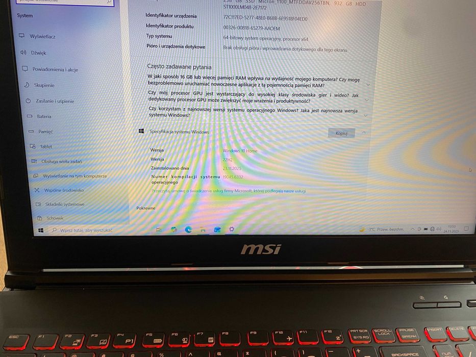 Laptop MSI GP62M – i7/16GB/SSD/GTX1050Ti