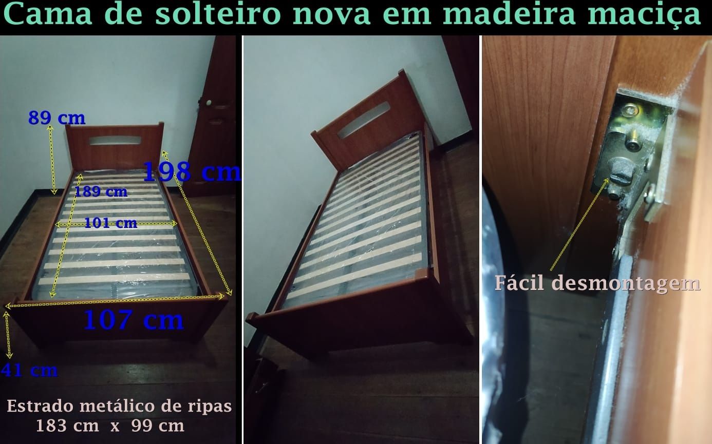 Cama de solteiro pinho mel