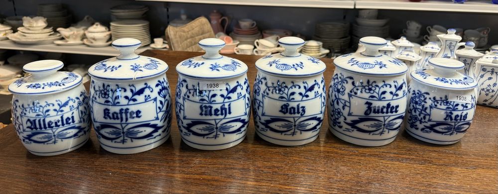 Gerold pojemmniki kuchenne kobaltowe wzór słomkowy dekoracja 1938