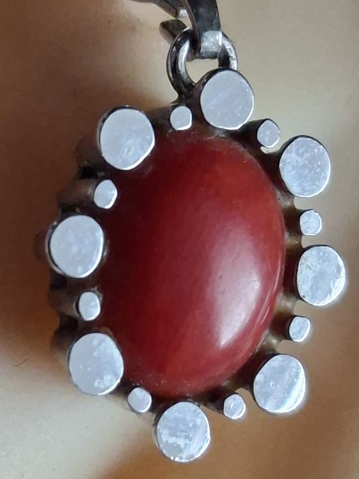 Srebrna zawieszka koral srebro wisior komplet łańcuszek