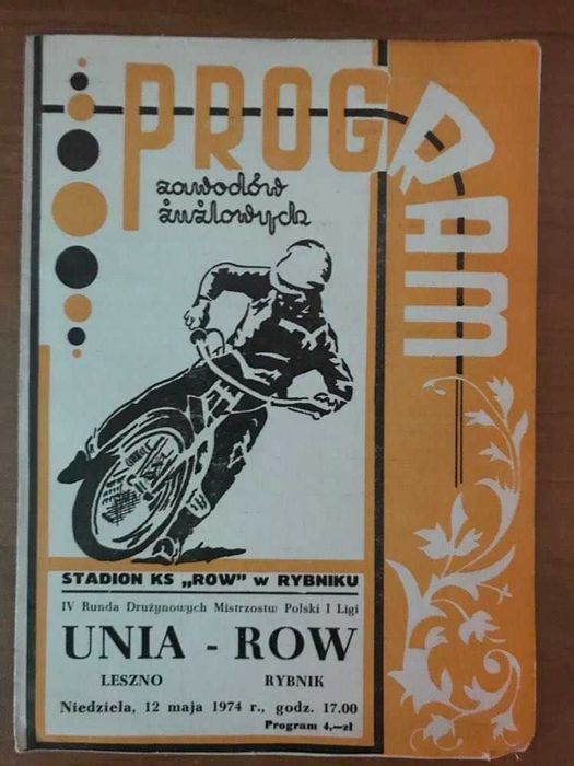 Program żużlowy DMP Row Rybnik - Unia Leszno [1974r.]