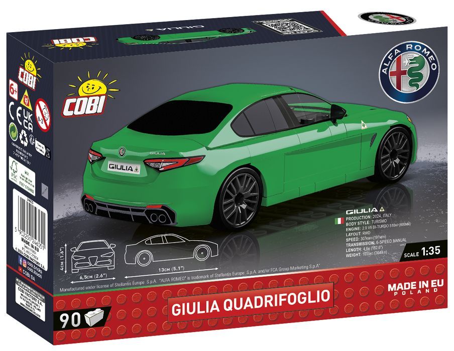 Klocki Cobi 24605 Samochód  Giulia Quadrifoglio Alfa Romeo 90 El.