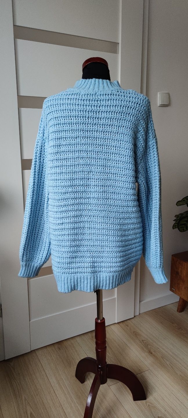 Sweter sweterek półgolf M/38/10 Pieces jasnoniebieski warkocze