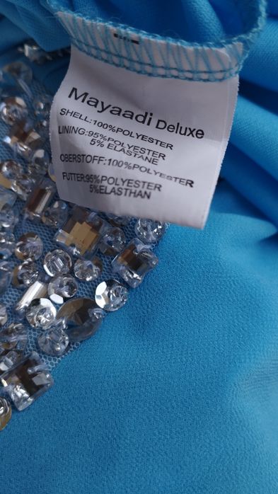 Sukienka damska Mayaadi Deluxe r. XL jasno niebieska na ślub sylwestra