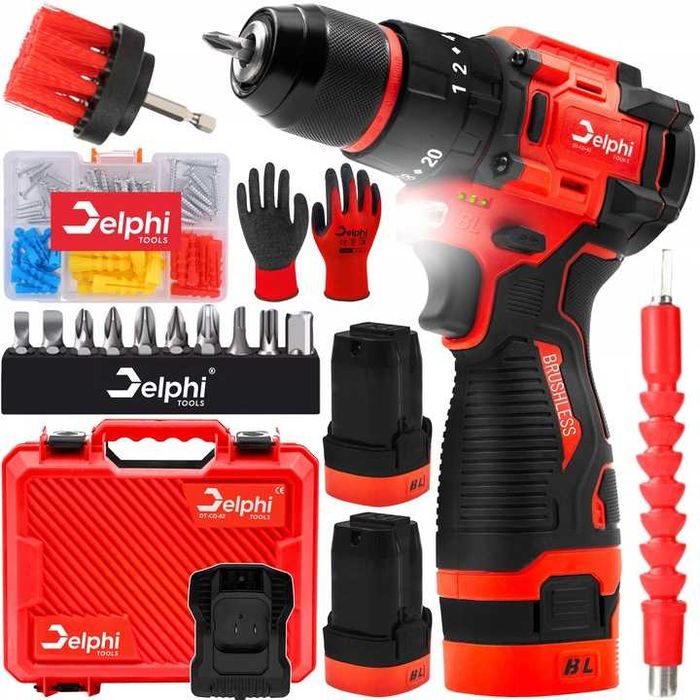 Wkrętarka Akumulatorowa Udarowa Wiertarka Bezszczotkowa Mocna Zestaw