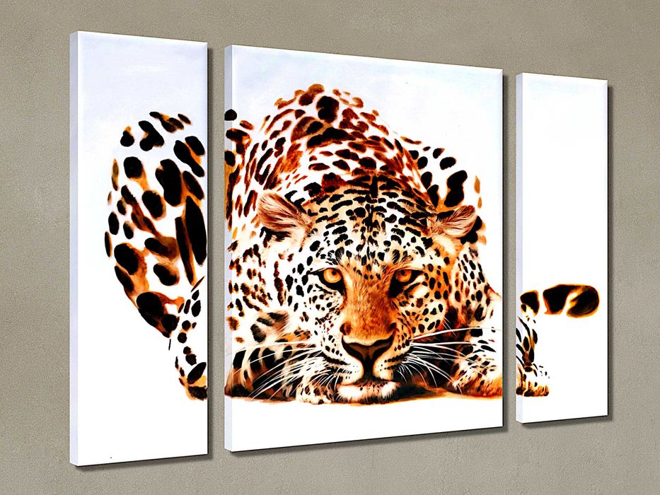 Conjunto Leopardo de três painéis de pintura original em canvas