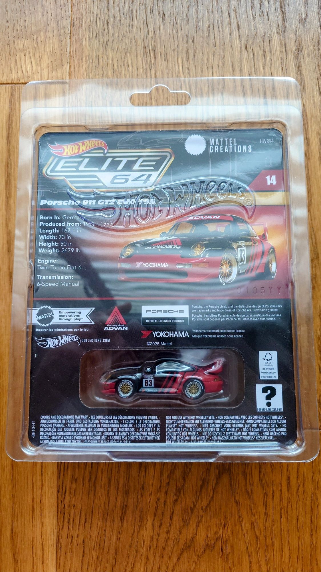 Hot Wheels Elite 64 Porsche 911 GT2 EVO 993 Advan