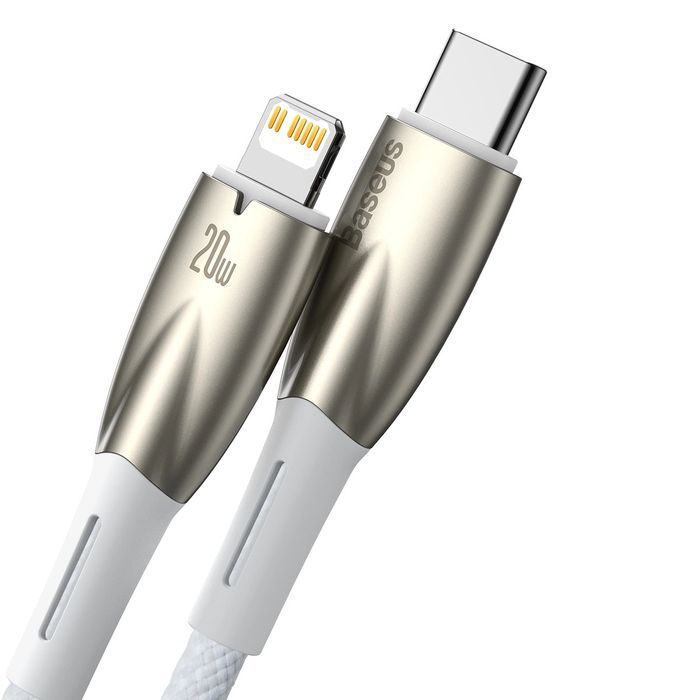 Baseus Glimmer Series kabel USB-C - Lightning 480Mb/s PD 20W 1m biały