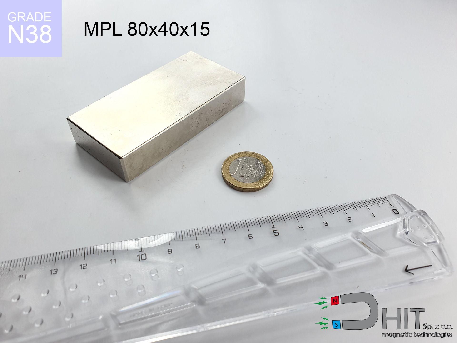 MPL 80x40x15 [N38] płytkowy magnes neodymowy o wyjątkowych 1 szt.