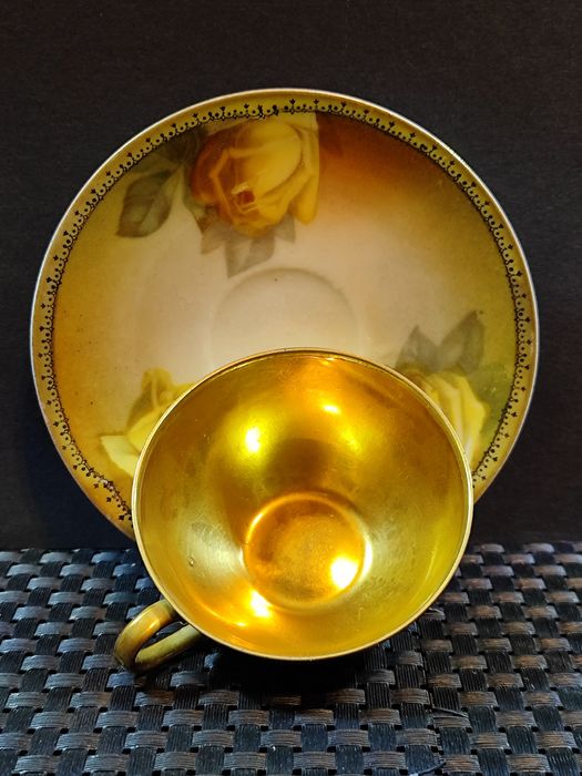 Porcelana Lettin DUO mokka złocona 24K Au Kolekcjonerska