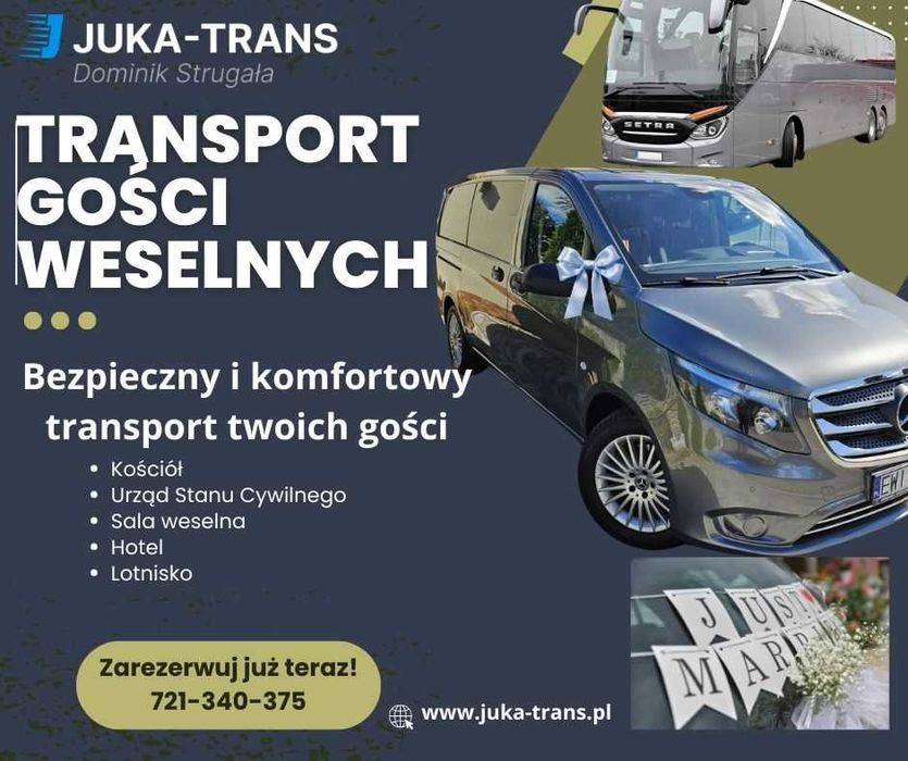Przewóz transport osób 24H/7 wesela koncerty eventy od 1 do 60 osób