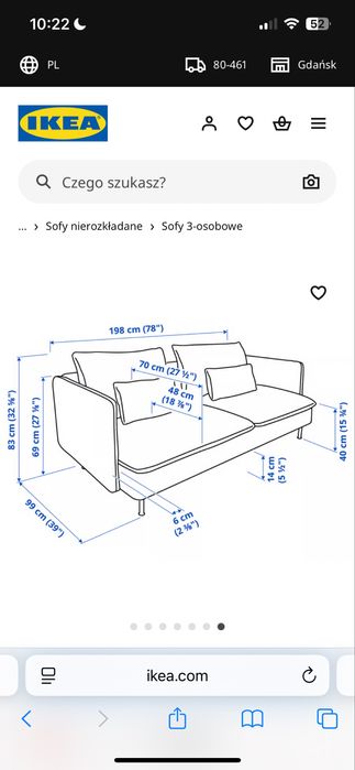 Kanapa Söderhamn Ikea 3 osobowa