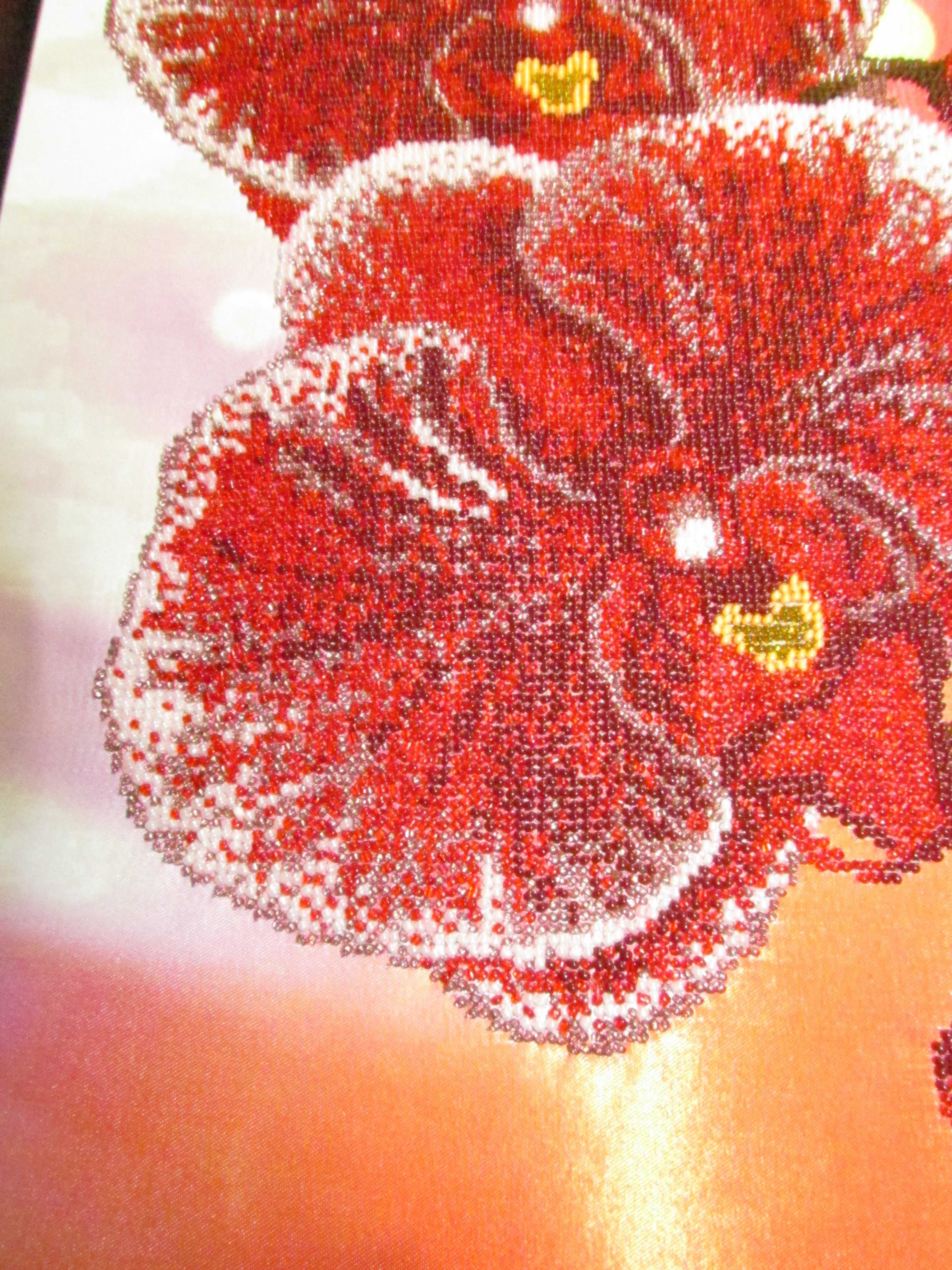 Картина "Червона орхідея" вишита бісером