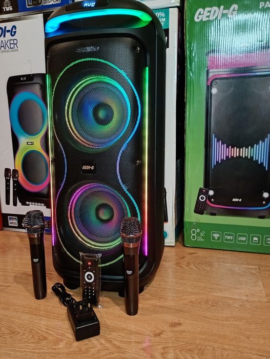 Блютуз караоке акустика GeDi-05(SD,USB,FM) ПультДУ, 2микрофона