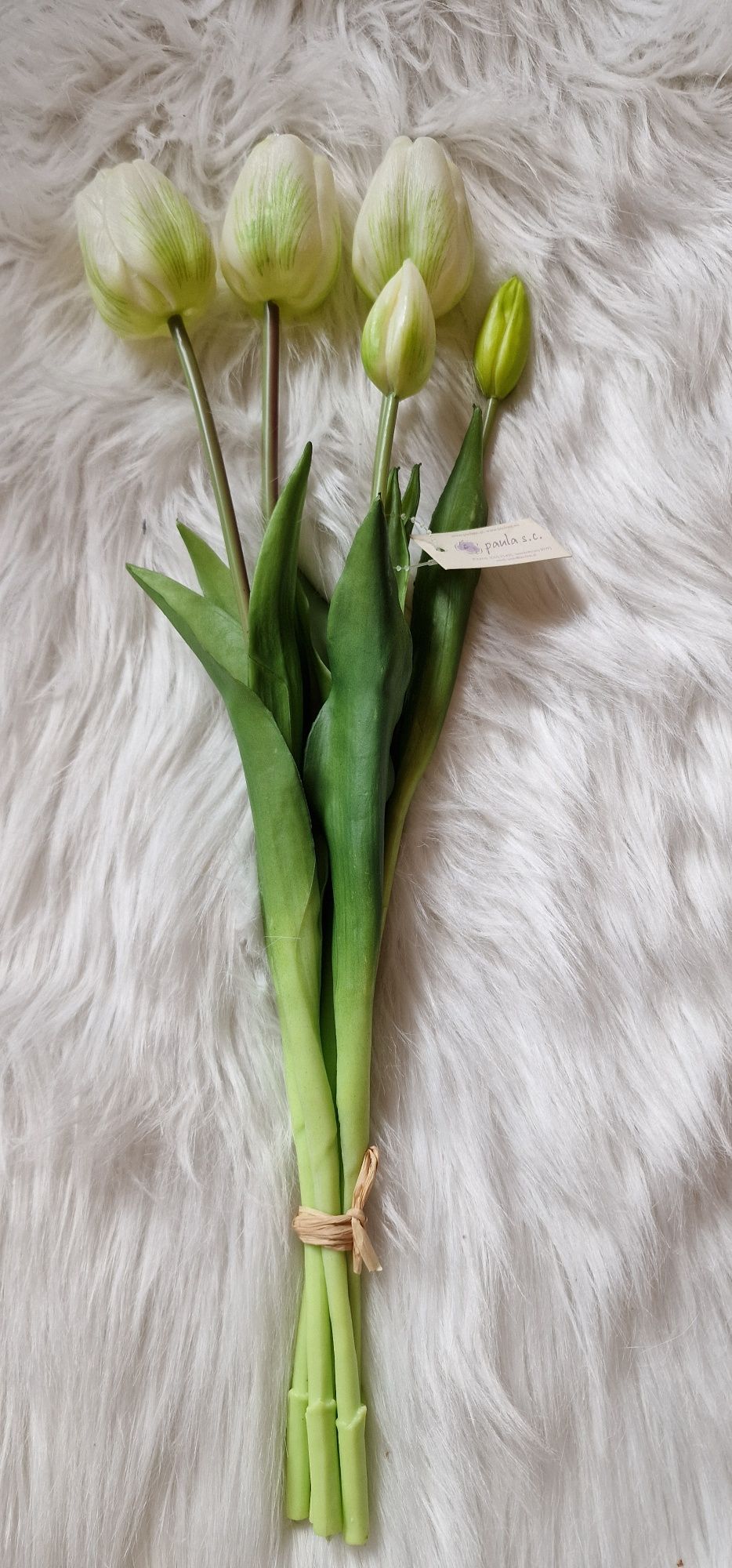 Bukiet tulipan biały gumowy wysokość 47 cm