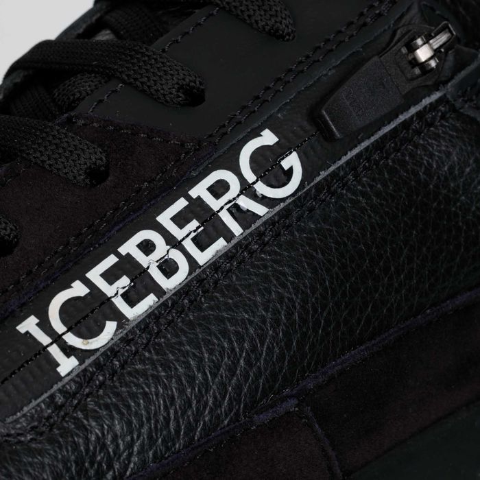 ICEBERG skórzane włoskie sneakersy NOWOŚĆ BLACK