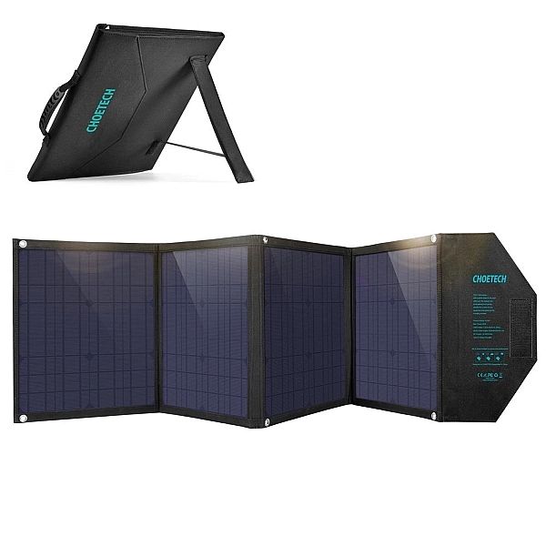 Choetech duża ładowarka solarna 80W rozkładana DC, USB C, 2x USB PD, Q