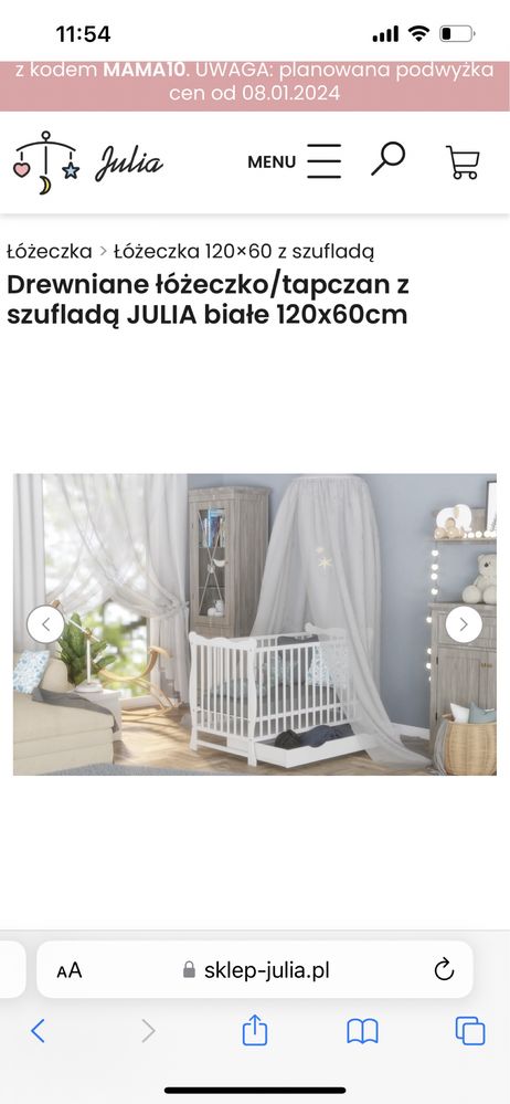 Łóżeczko niemowlęce „Julia „
