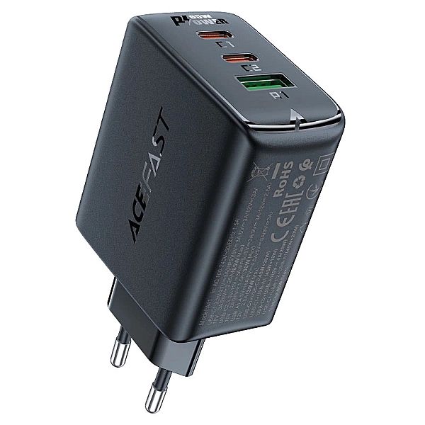 Acefast szybka ładowarka sieciowa GaN (2xUSB-C / USB-A) PPS / PD / QC4