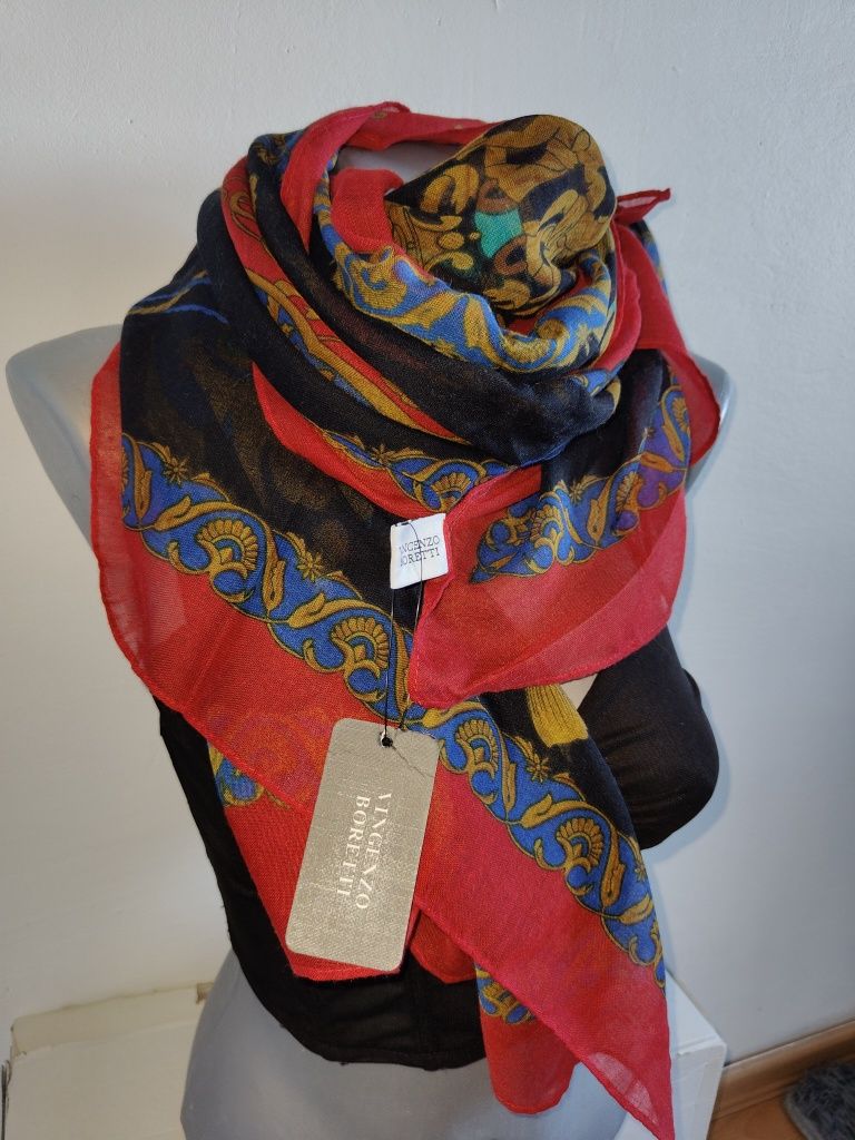Nowa markowa chusta szal Vincenzo Boretti piekna damska 180 x 70cm