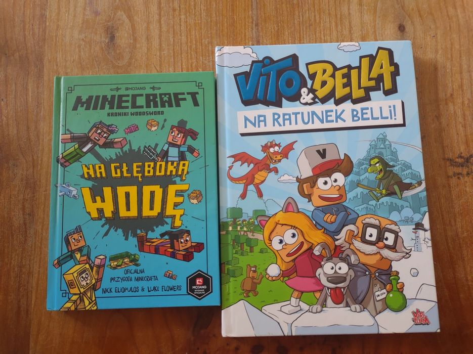 Książki Minecraft i Vito i Bella.