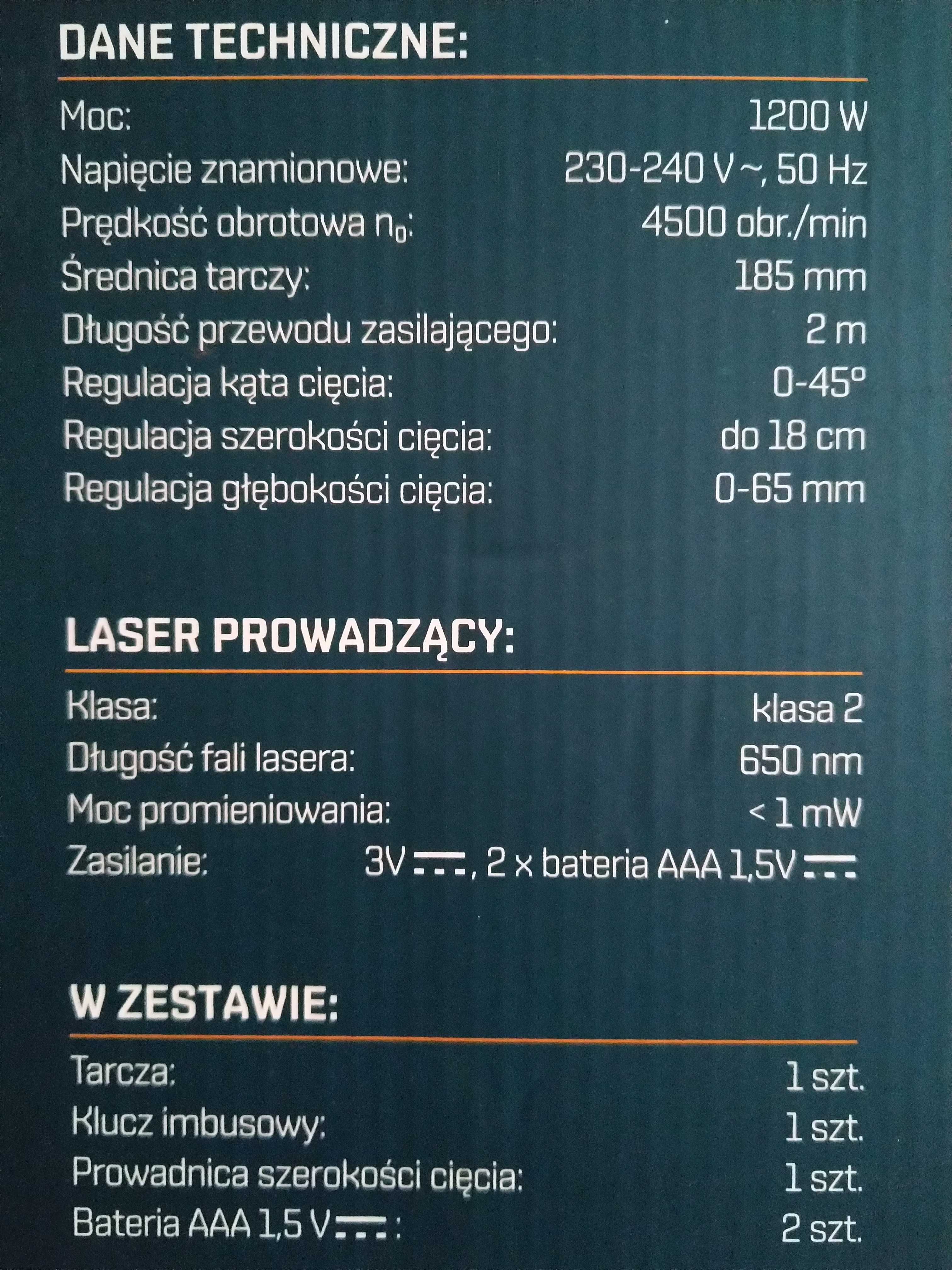 OKAZJA Pilarka tarczowa z laserem 185mm 1200W piła tarcze Wysyłam