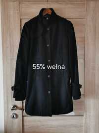 Płaszczyk czarny przejściowy płaszcz wełniany xs 34