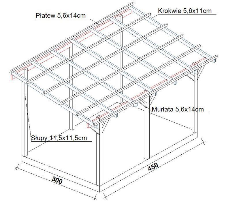 Drewniane zadaszenie tarasu, pergola, taras, zabudowa, poliwęglan