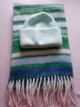 Czapka beanie + szal z fredzlami( zestaw)