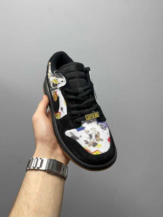 Мужские замшевые кроссовки Nike x Supreme SB Dunk Low Rammellzee найк