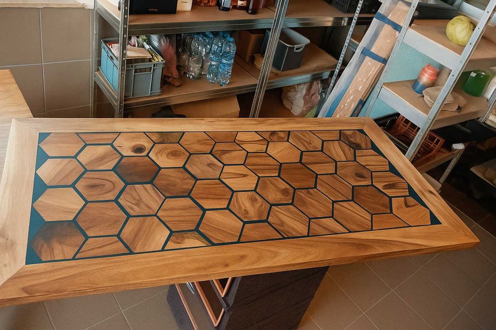 Stół z litego orzecha i żywicy epoksydowej – unikatowy ręczny wyrób