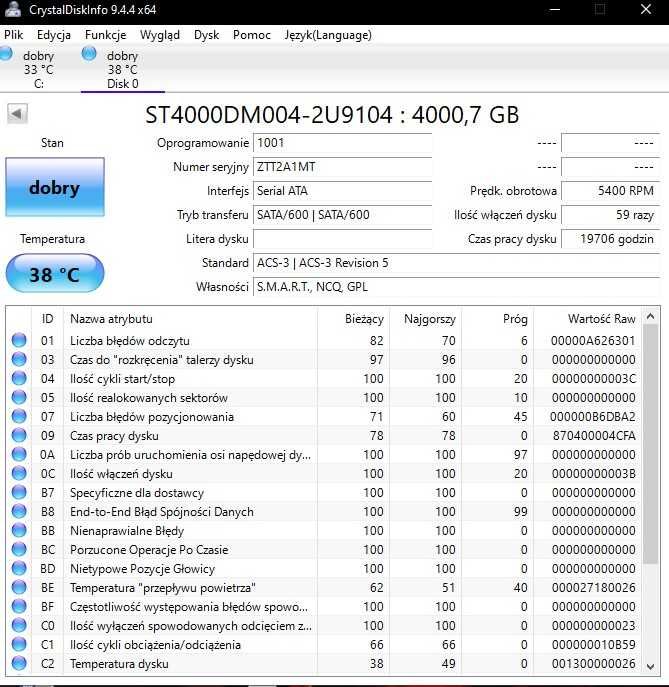Dysk HDD 3.5" Seagate Barracuda ST4000DM004 - 4 TB 256 MB 5400 obr/min