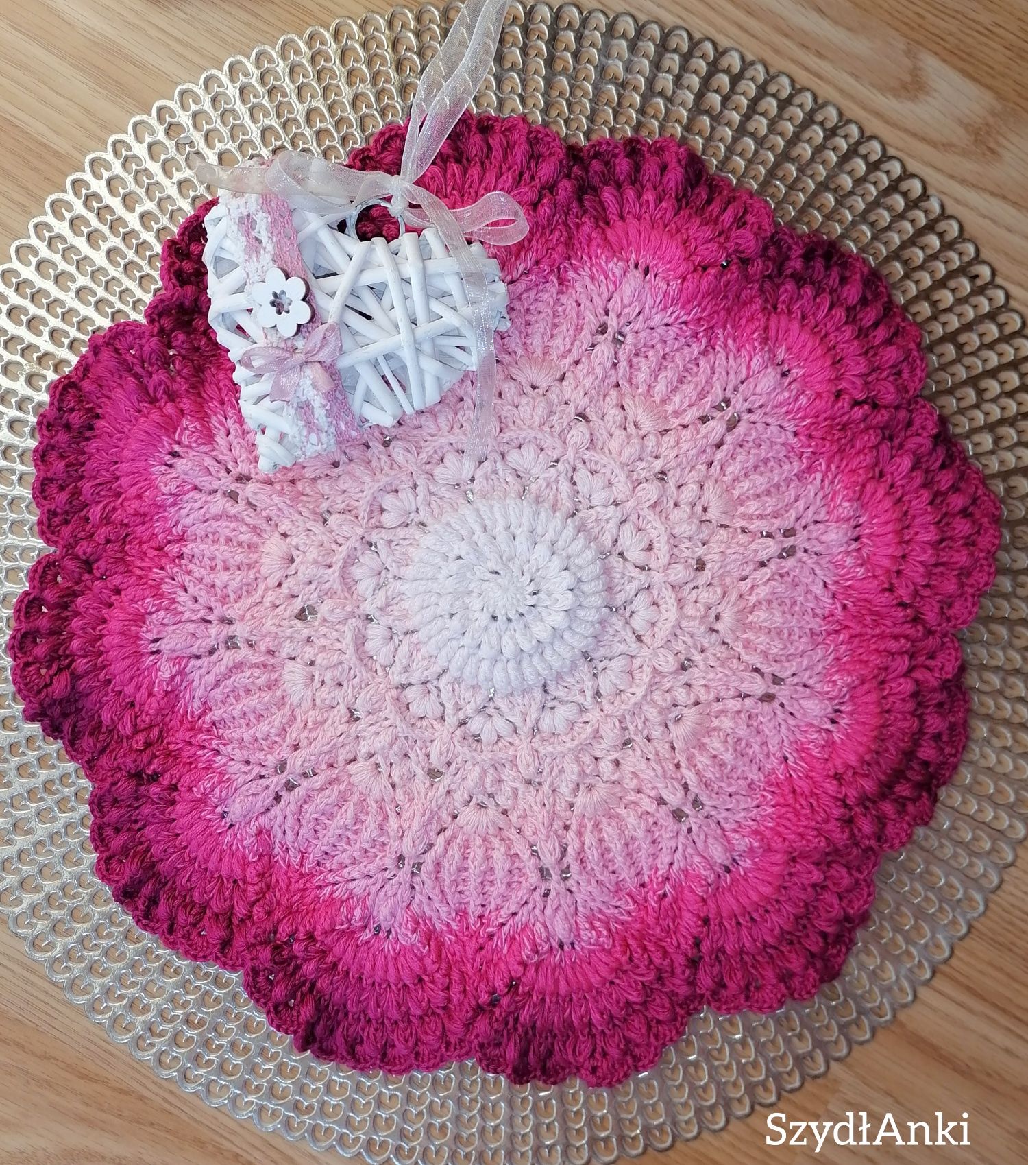 Mandala serweta na szydełku na obręczy handmade