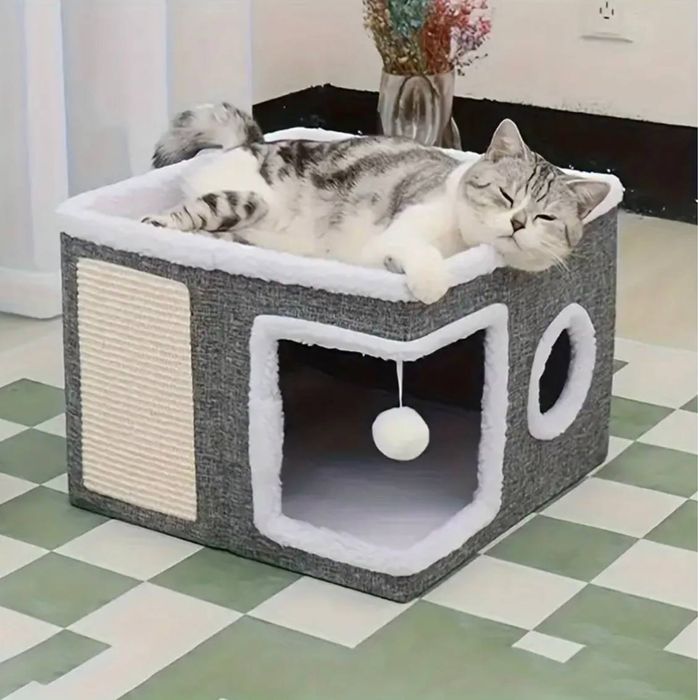Домик для котов Лежанка для котов и собак Домик-когтеточка