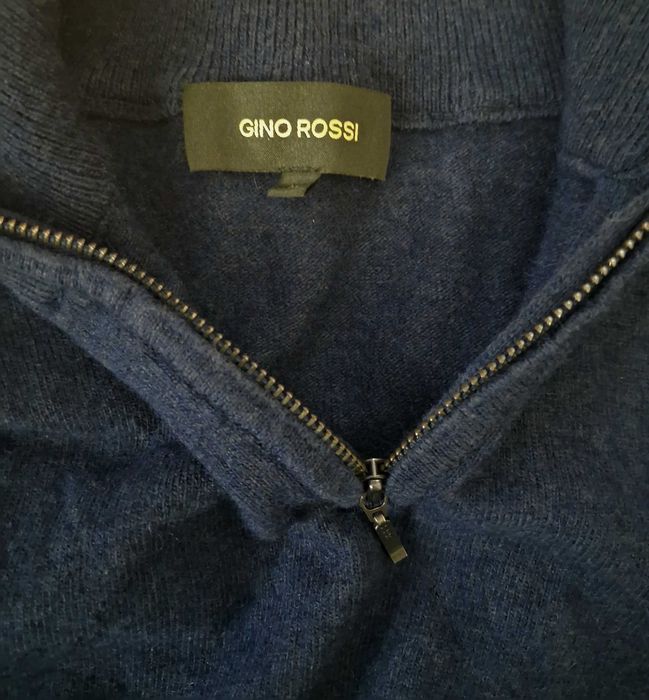 Granatowy sweter Gino Rossi wełna merino kaszmir