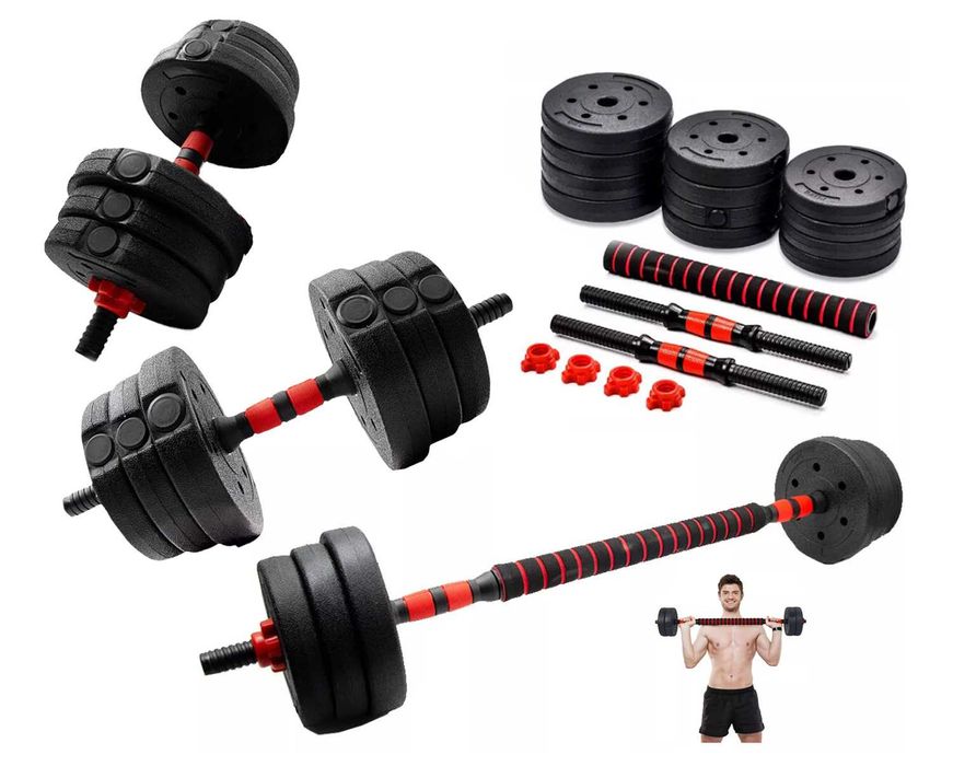 Zestaw 2xHantle bitumiczne regulowane kompozyt 2x10kg ze sztangą 20kg