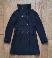 Elegancki jesienno zimowy płaszcz damski, trencz, czarny, H&M,rozm 36