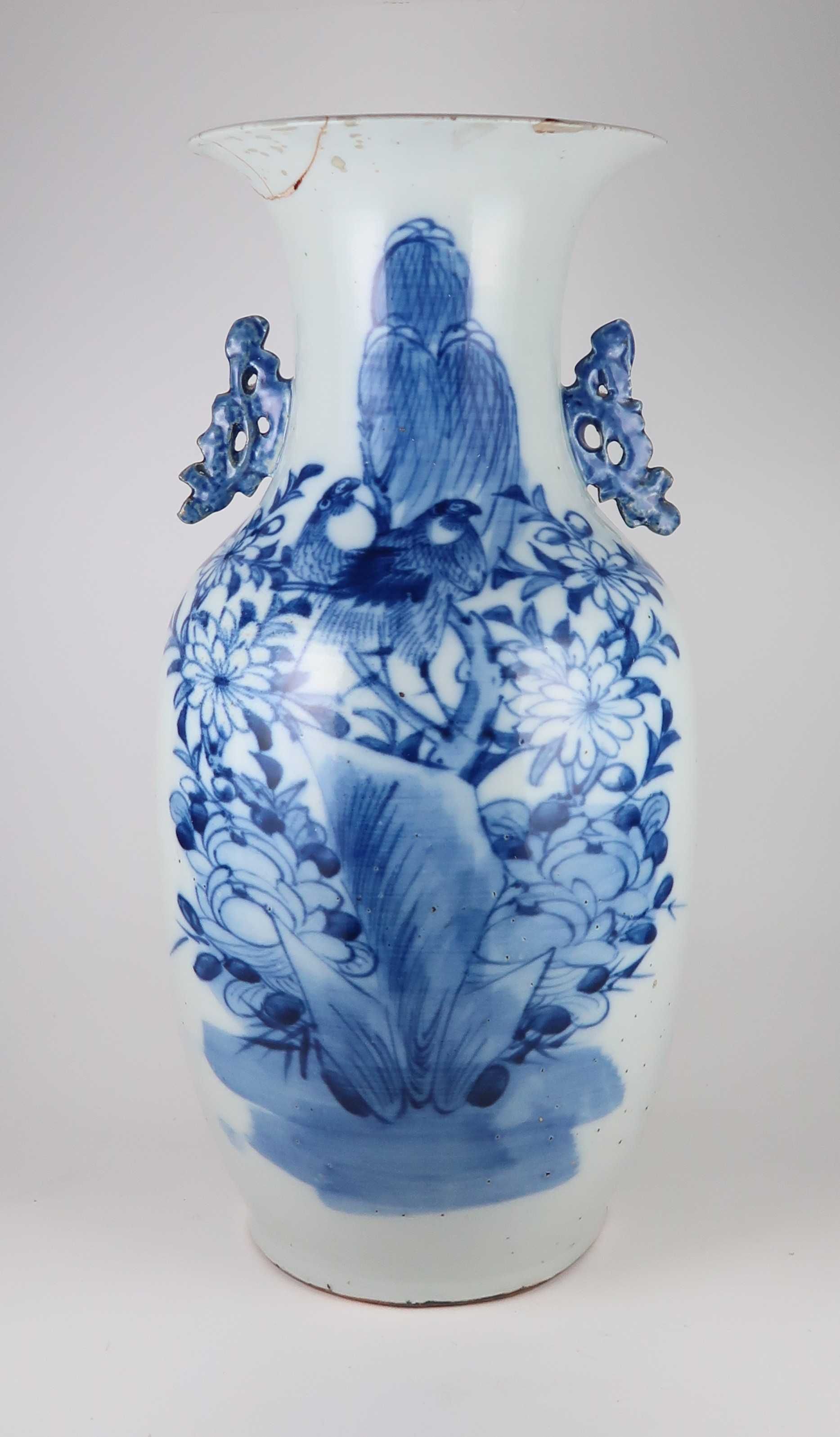 Jarrão em porcelana azul e branca da China Séc. XIX - 43 cm